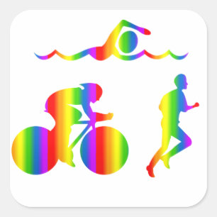 Bunter Triathlon Regenbogen Sticker Fyrkantigt Klistermärke