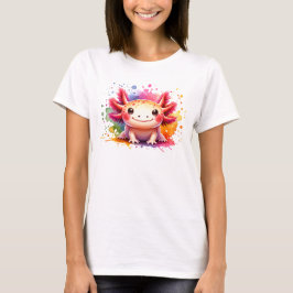 Buntes lächelndes Axolotl als Grafik T Shirt
