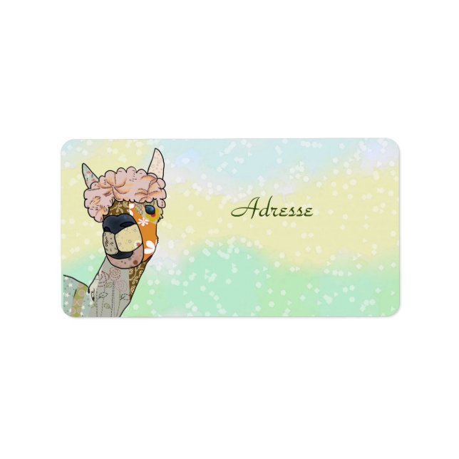 buntes Lama Adressaufkleber Adressetikett (Framsidan)