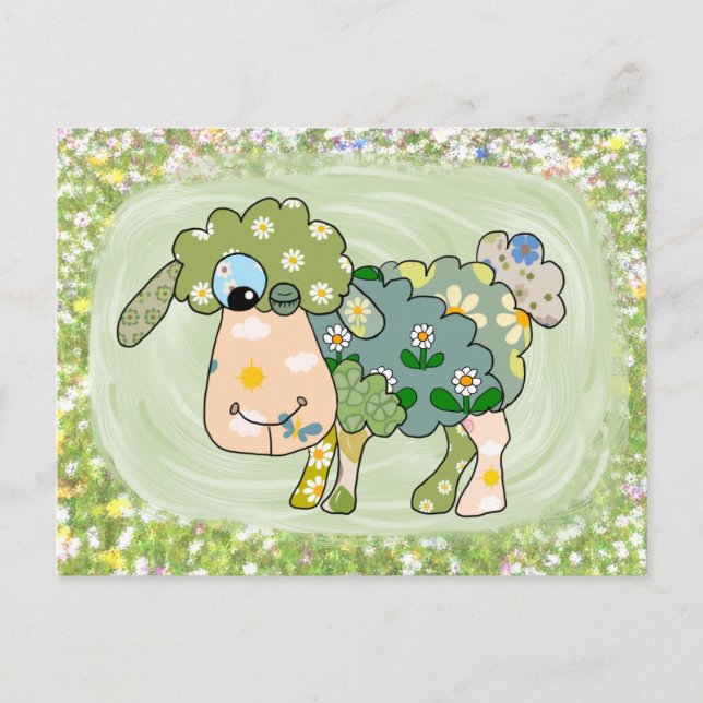 Buntes Schaf Postkarte Vykort (Framsida)