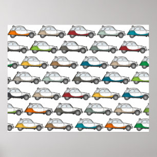 Buntes Vintage Deux Chevaux 2cv Muster Poster