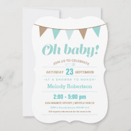 Bunting baby showerinbjudan för blått inbjudningar