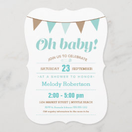 Bunting baby showerinbjudan för blått inbjudningar