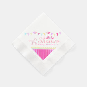 Bunting babydusch rosa namn papper napkin pappersservett