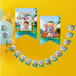 Bunting Flaggor Barns födelsedag Party Baby Dinosa