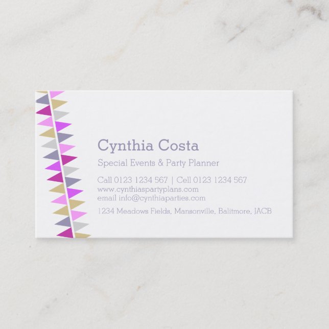 Bunting flaggorpartyhändelser som planerar visitkort (Framsida)