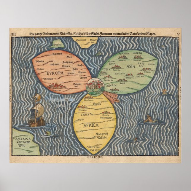 Bunting klöver löv karta 1581 poster (Framsidan)
