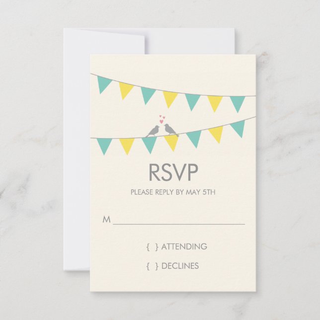 Bunting Love birds Bröllop OSA - Blue Gult (Framsida)