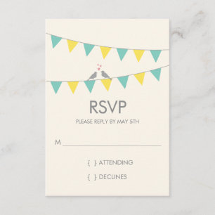 Bunting Love birds Bröllop OSA - Blue Gult Kort