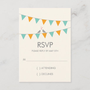Bunting Love birds Bröllop OSA - Blue Orange Kort