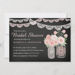 Bunting Mason Burk Chalkboard Möhippa Inbjudan