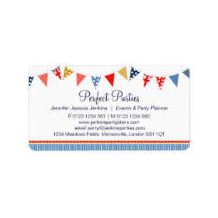 Bunting party-händelser röd blå returadressetikett adressetikett