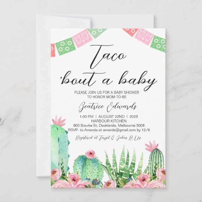 Bunting Taco Bout A Baby Baby Shower-inbjudan Inbjudningar (Framsida)