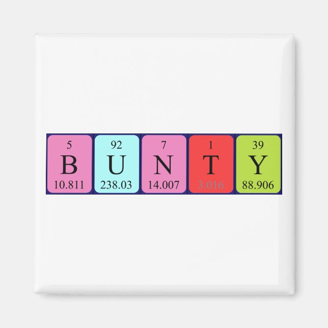 Bunty Perioty bord namn magnet (Framsidan)