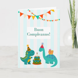 Buon Compleanno Cartolina Dinosauro Italian  Kort