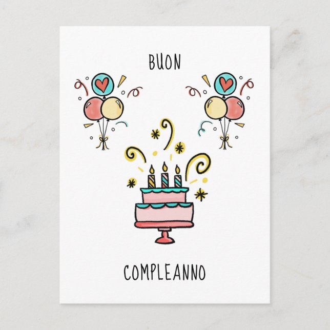 Buon Compleanno | Grattis på födelsedagen Vykort (Framsida)