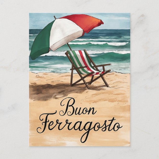 Buon Ferragosto italian Firande Day Helg Vykort (Framsida)