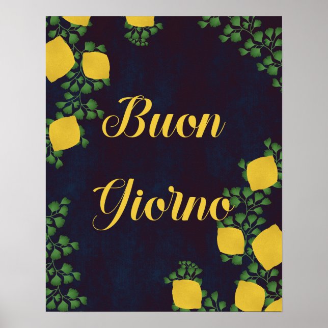 Buon Giorno Lemon Blommigt Poster - italiensk insp (Framsidan)