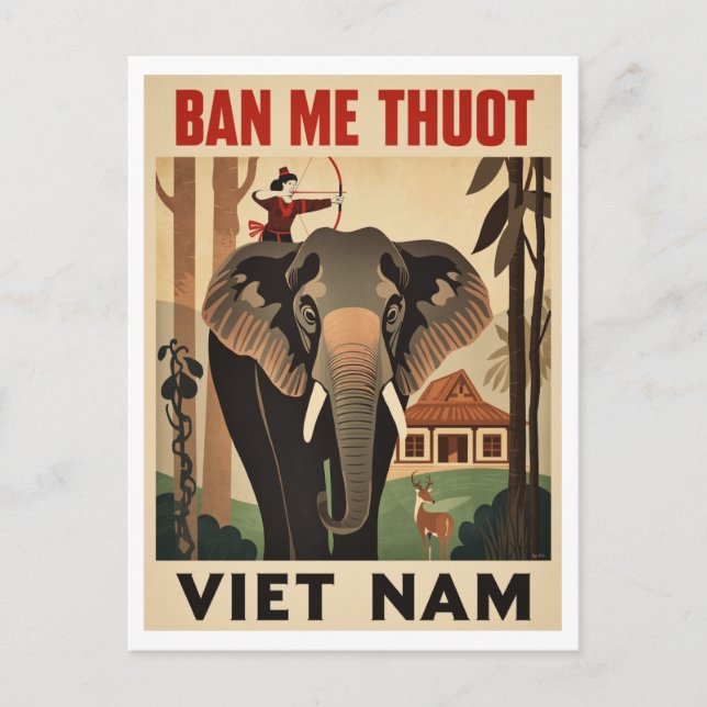 Buon Ma Thuot Elefant Vietnam Resa Vykort (Framsida)