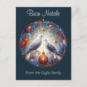Buon Natale 2 duvor italiensk julfirande Vykort