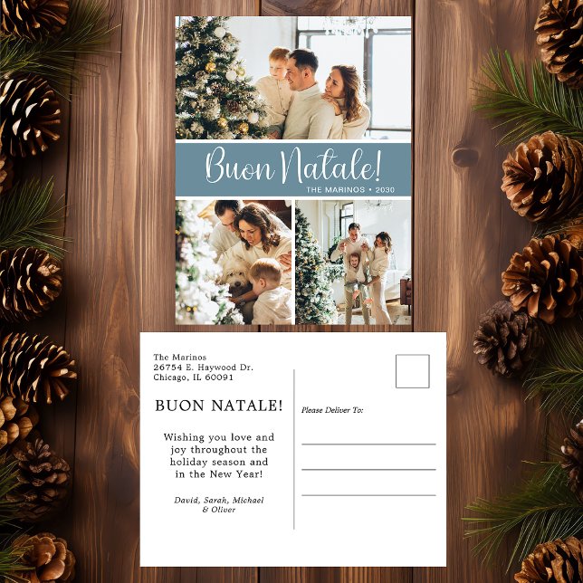 Buon Natale 3 Photo Helg Vykort (Skapare uppladdad)