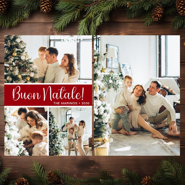 Buon Natale 4-foto-plattat Helgdag-kort Julkort (Skapare uppladdad)