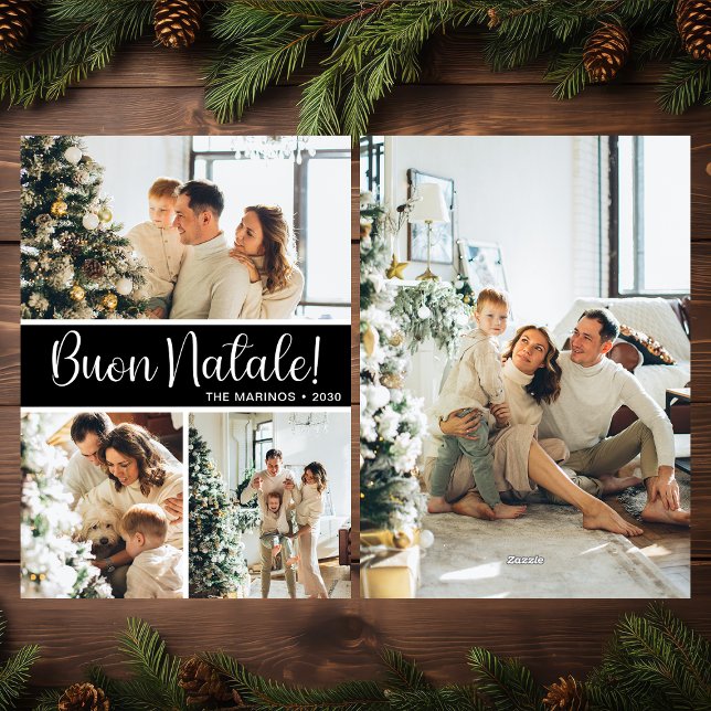 Buon Natale 4 Photo Flat Holiday Card Julkort (Skapare uppladdad)
