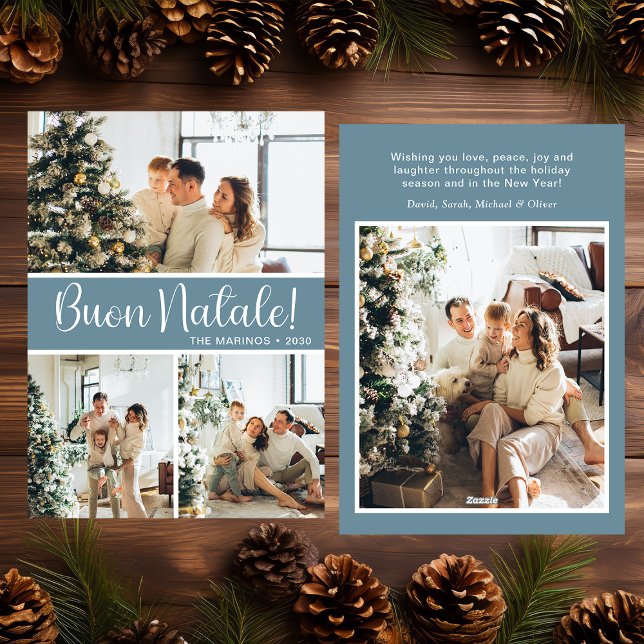 Buon Natale 4 Photo Flat Holiday Card Julkort (Skapare uppladdad)