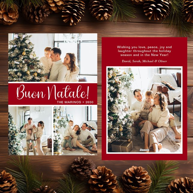 Buon Natale 4 Photo Flat Holiday Card Julkort (Skapare uppladdad)