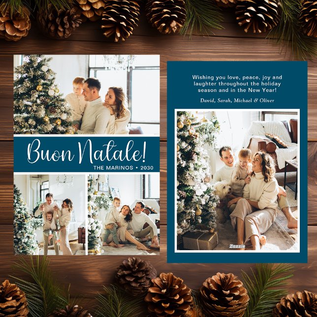 Buon Natale 4 Photo Flat Holiday Card Julkort (Skapare uppladdad)