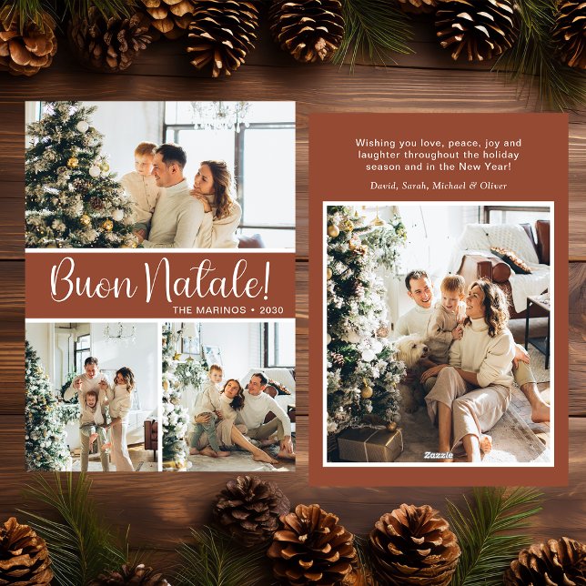 Buon Natale 4 Photo Flat Holiday Card Julkort (Skapare uppladdad)