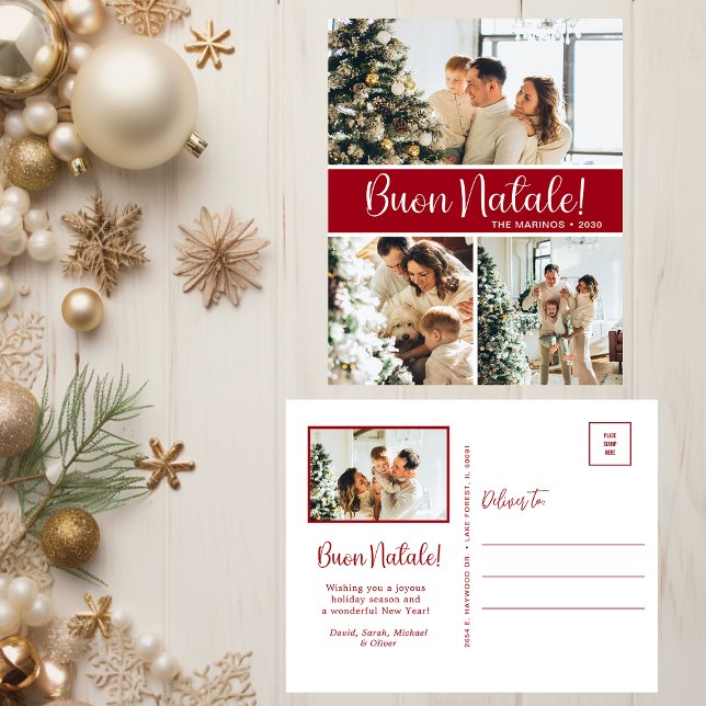 Buon Natale 4 Photo Helg Vykort (Skapare uppladdad)