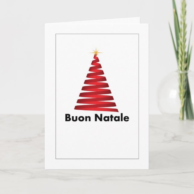 Buon Natale Albero Italienskt gratulationskort Tack Kort (Framsida)