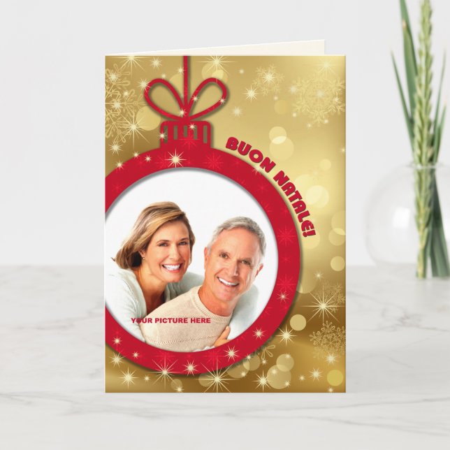 Buon Natale. Anpassningsbar Photo Card på italiens Helgkort (Framsida)