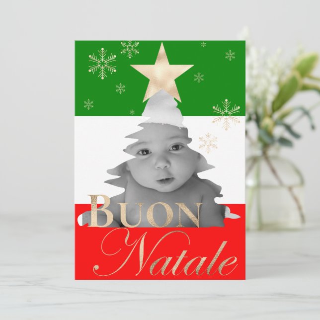 Buon Natale Anpassningsbar Photo Italiano Julgran Julkort (Stående Fram)