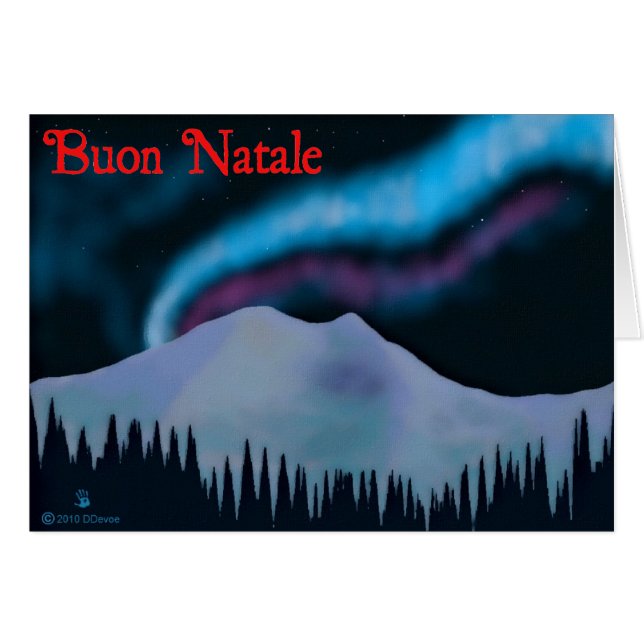 Buon Natale - Blue Aurora Hälsningskort (Framsidan Horizontal)