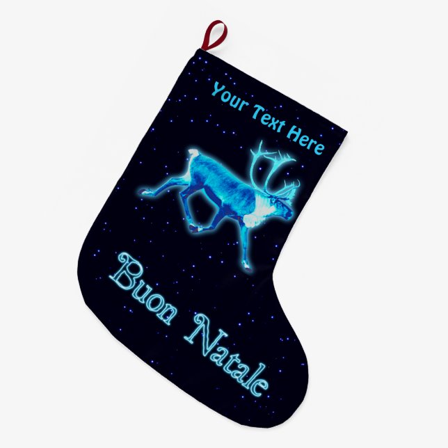 Buon Natale - Blue Västindiou (renare) Stor Julstrumpa (Framsidan (Hängande))