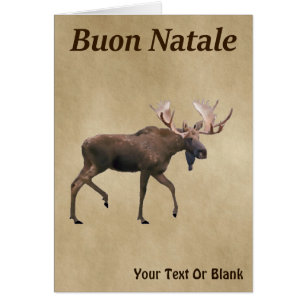 Buon Natale - Bull Moose on Old Papper Hälsningskort