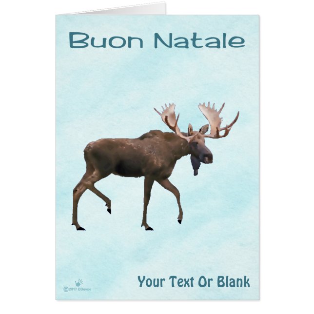 Buon Natale - Bull Moose vid Snö Hälsningskort (Framsidan)