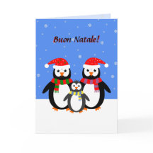 Buon natale christmas söt penguins italian
