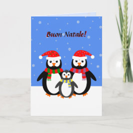 Buon natale christmas söt penguins italian helgkort