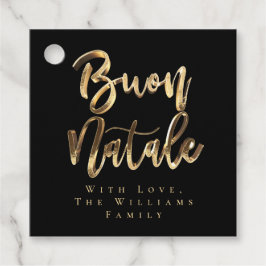 Buon Natale Elegant Black Guld, italiensk jul Gåvor Etiketter