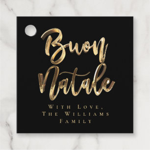 Buon Natale Elegant Black Guld, italiensk jul Gåvor Etiketter