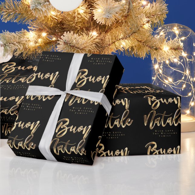 Buon Natale Elegant Black Guld italienska Presentpapper (Helgdagar)