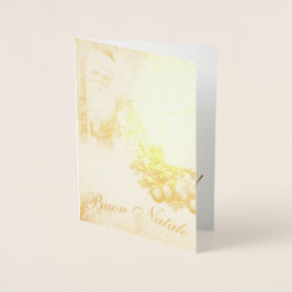 Buon Natale Felice Anno Nuovo Vintage Foil Card Folierat Kort