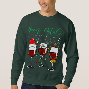 Buon Natale Festive Vin Glass italiensk jul Lång Ärmad Tröja