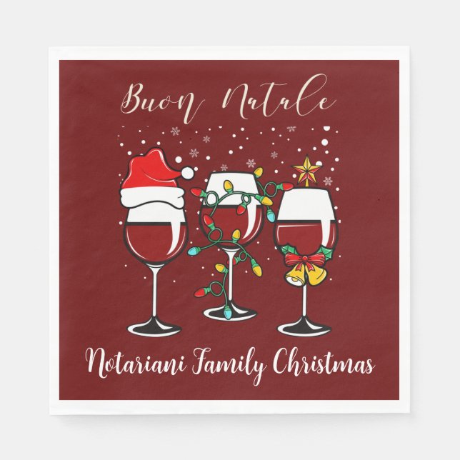 Buon Natale Festive Vin Glass italiensk jul Pappersservett (Framsidan)