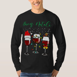 Buon Natale Festive Vin Glass italiensk jul T Shirt