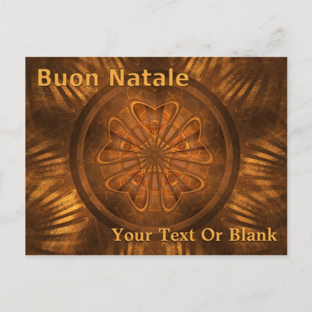 Buon Natale - Fractal Wood Carving Vykort (Framsida)