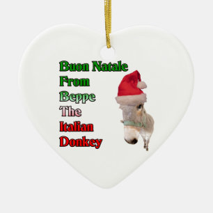 Buon Natale från Beppe den italienska åsnan Julgransprydnad Keramik